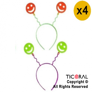 VINCHA RESORTE FLUO SONRISA x 4